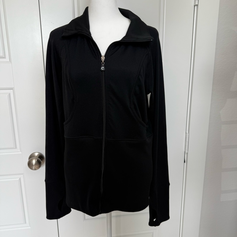 Core  Black Women's Quick Dry Jacket With Thumb Holes